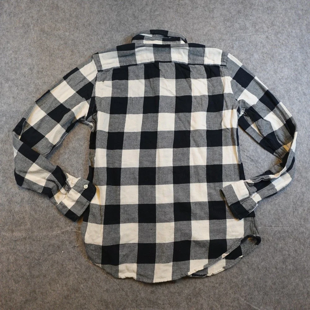 Ralph Lauren Top Women Medium Blue White Buffalo Plaid Classic Fit Flannel - Picture 5 of 10